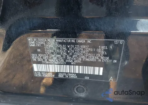 2011 Toyota Rav4 Limited V6 z USA, uszkodzony, nr VIN 2T3DK4DV7BW045623